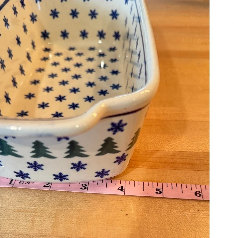 Boleslawiec Polish‎ Pottery Loaf Pan Christmas Tree Snowflake Stoneware 145